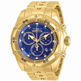 Invicta Men's Chrono Watch - Pro Diver Blue Dial Yellow Gold Plated Bracelet | 31608