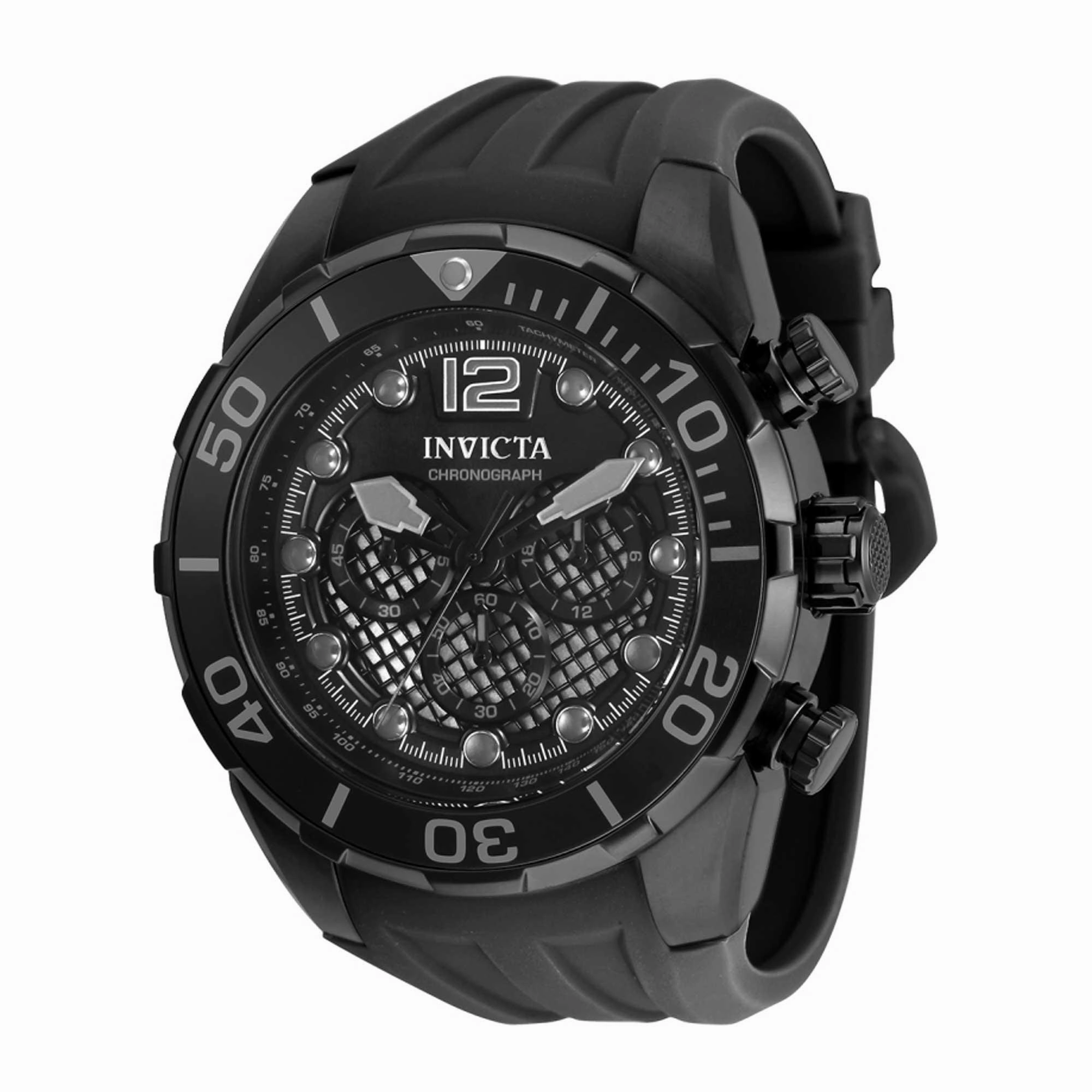 Invicta Men's Chrono Watch - Pro Diver Grey and Black Dial Silicone Strap | 35618