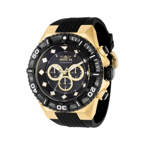 Invicta Men's Chrono Watch - Pro Diver Yellow Gold Case Black Silicone Strap | 36039