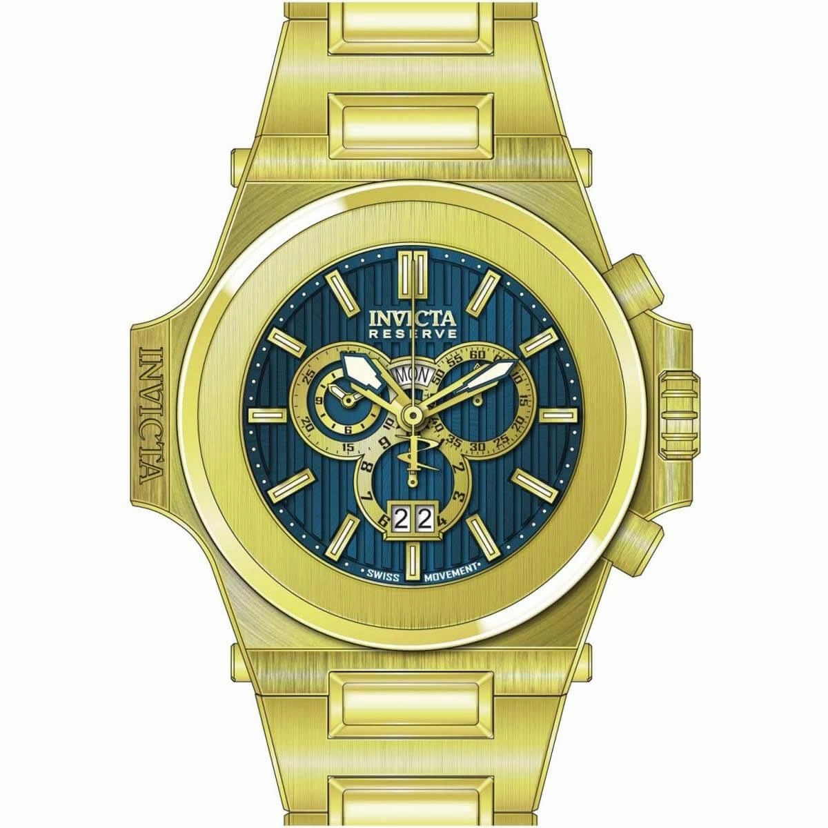 Invicta Men's Chrono Watch - Reserve Akula Blue Dial Yellow Gold Bracelet | 31675