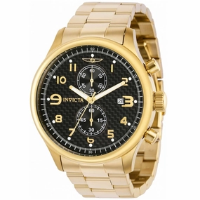 Invicta Men's Chrono Watch - Specialty Quartz Black Dial Yellow Gold Bracelet | 38026