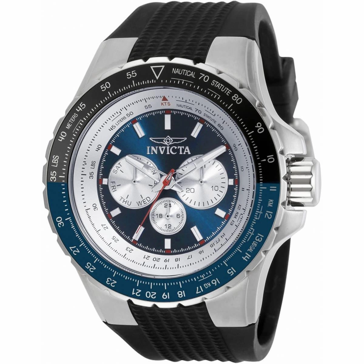 Invicta Men's Chronograph Watch - Aviator Blue and Silver Dial Black Strap | 32916