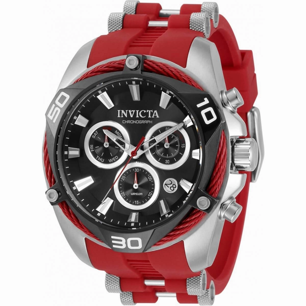 Invicta Men's Chronograph Watch - Bolt Black and Silver Dial Strap | 31310