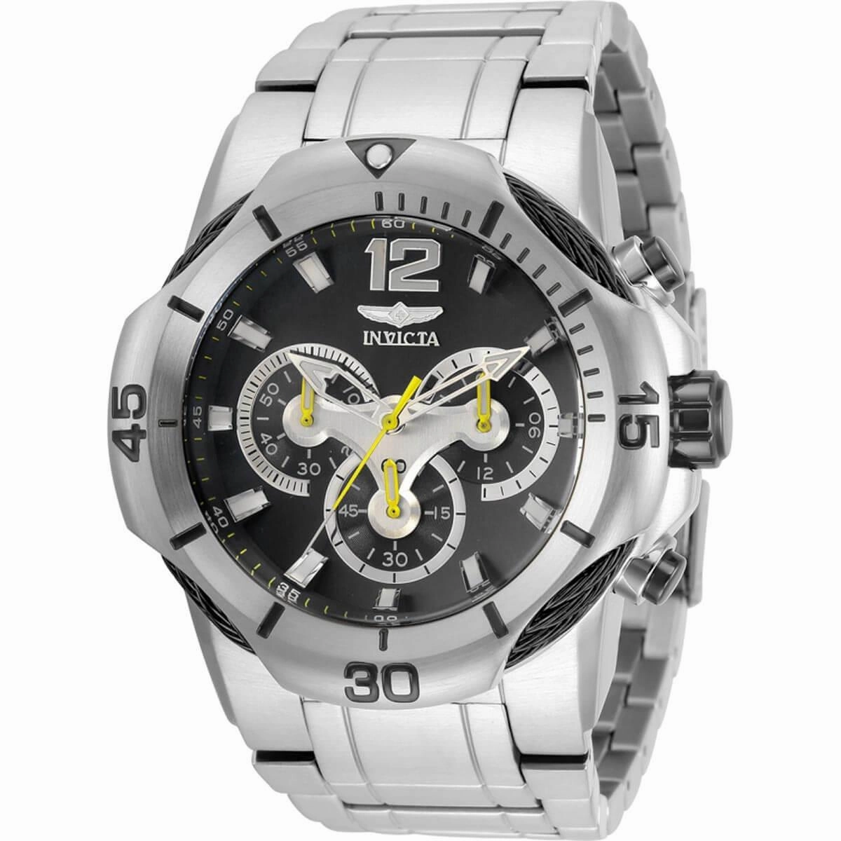 Invicta Men's Chronograph Watch - Bolt Black Dial Stainless Steel Bracelet | 31161