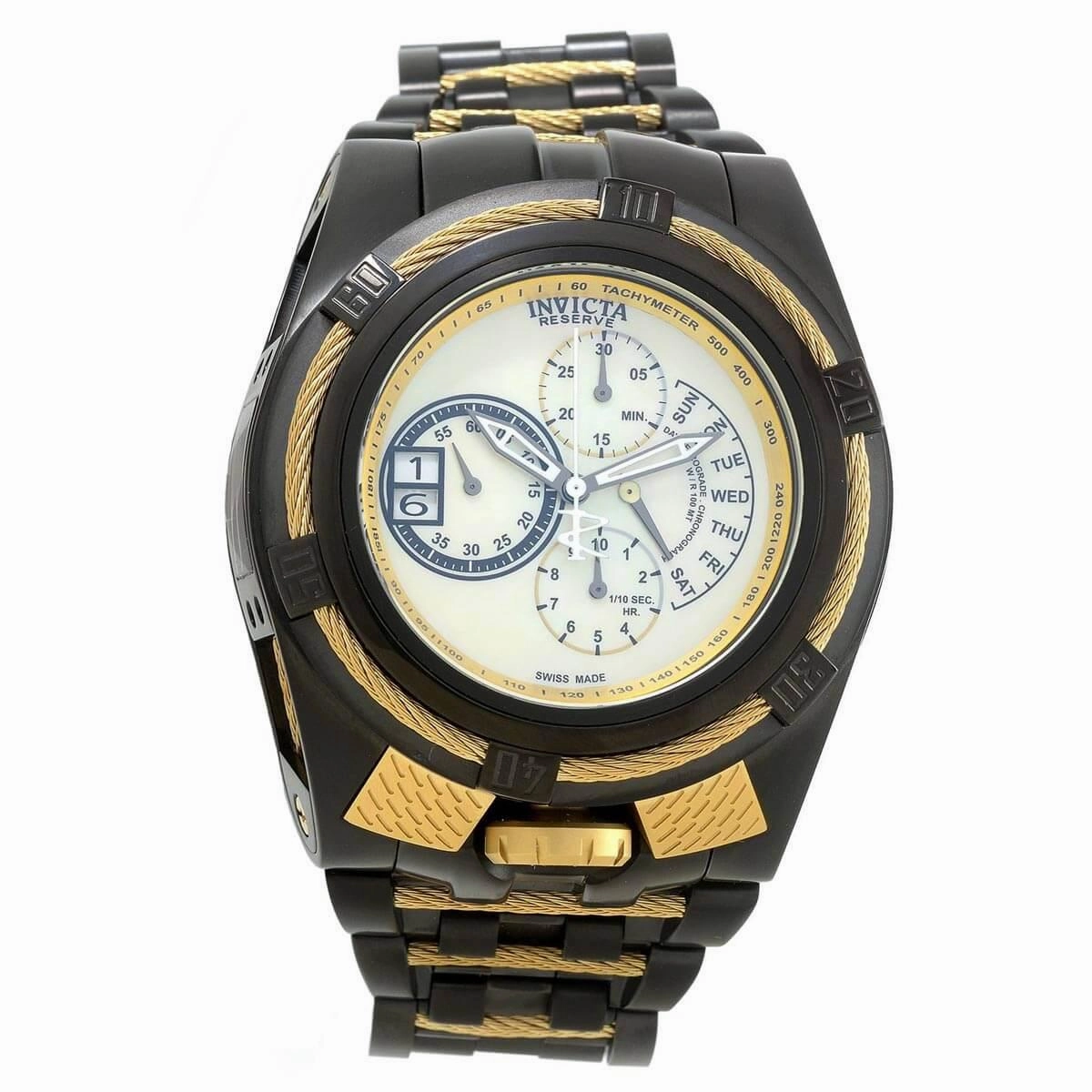 Invicta Men's Chronograph Watch - Bolt MOP Dial Black Stainless Steel bracelet | 19422