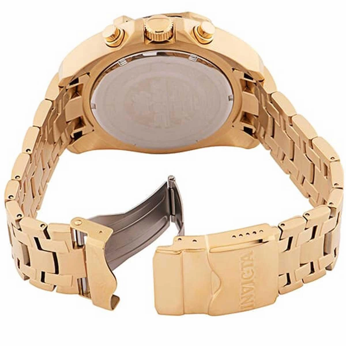 Invicta Men's Chronograph Watch - Bolt Quartz Black and Gold Dial Bracelet | 34122