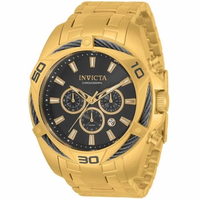Invicta Men's Chronograph Watch - Bolt Quartz Black and Gold Dial Bracelet | 34122