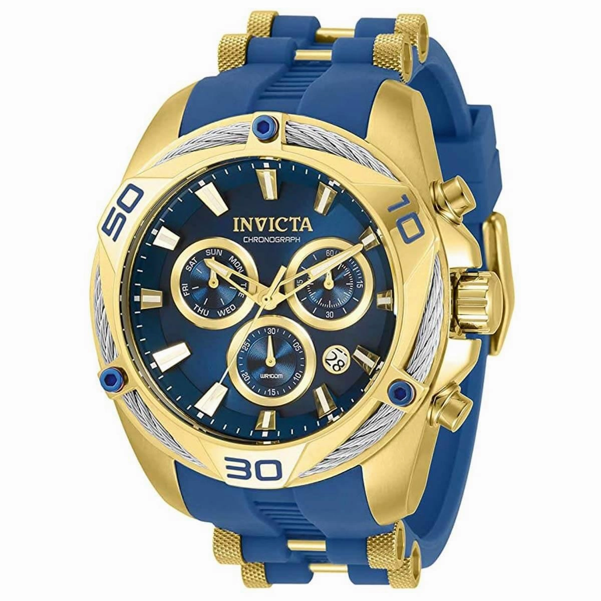Invicta Men's Chronograph Watch - Bolt Quartz Blue and Gold Tone Dial Strap | 31317