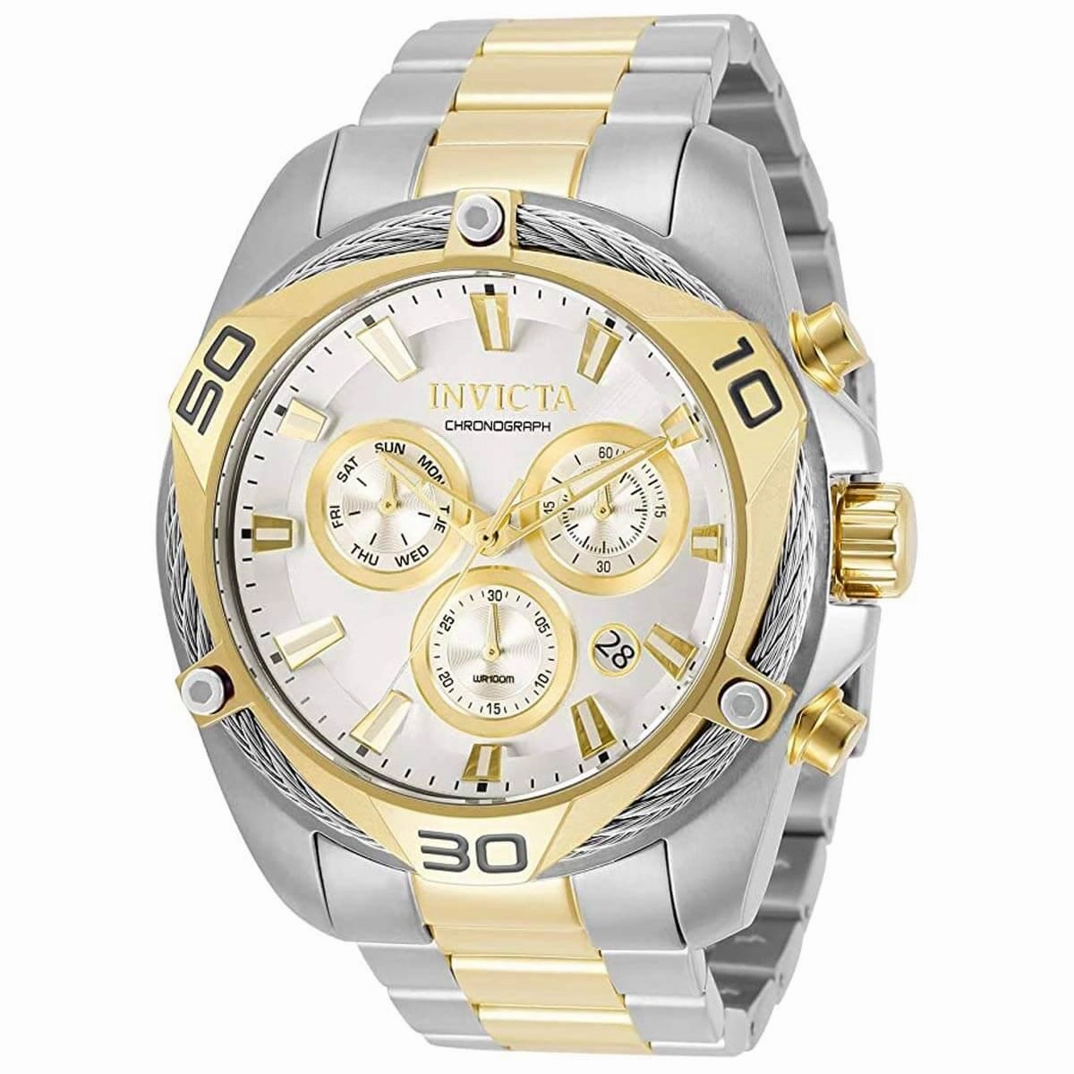 Invicta Men's Chronograph Watch - Bolt Quartz Silver and Gold Dial Bracelet | 31319