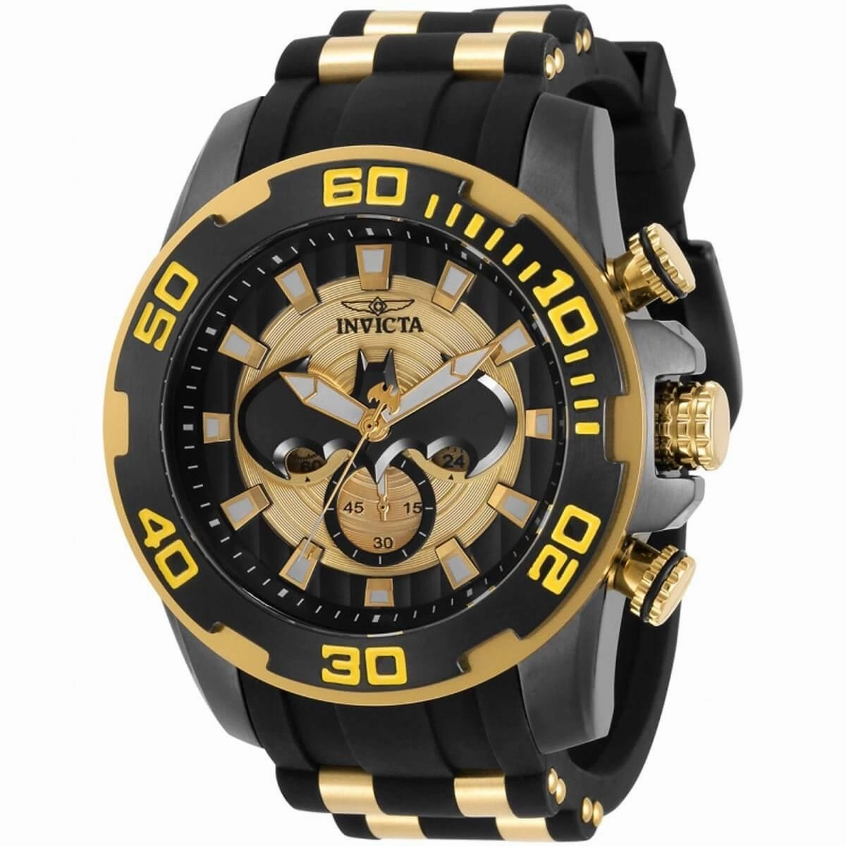 Invicta Men's Chronograph Watch - DC Comics Batman Black and Gold Dial Strap | 32531