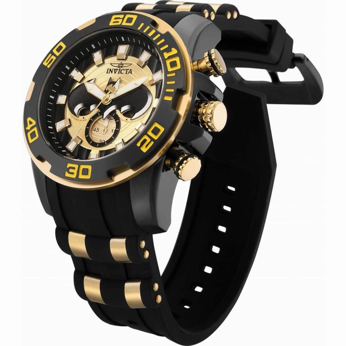 Invicta Men's Chronograph Watch - DC Comics Batman Black and Gold Dial Strap | 32531
