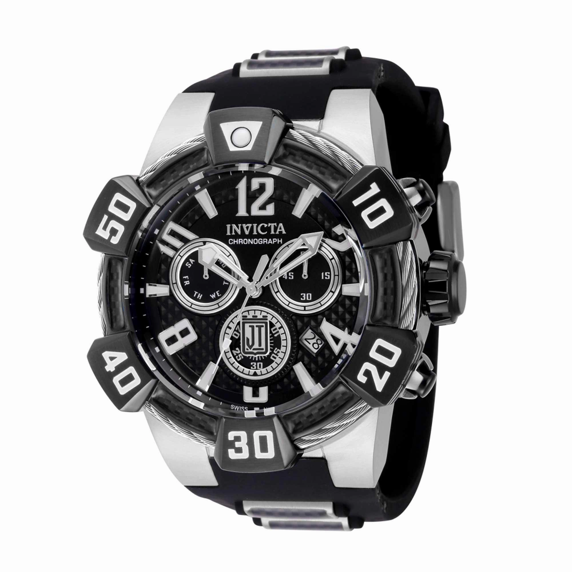 Invicta Men's Chronograph Watch - Jason Taylor Quartz Black Dial Rubber Strap | 40441