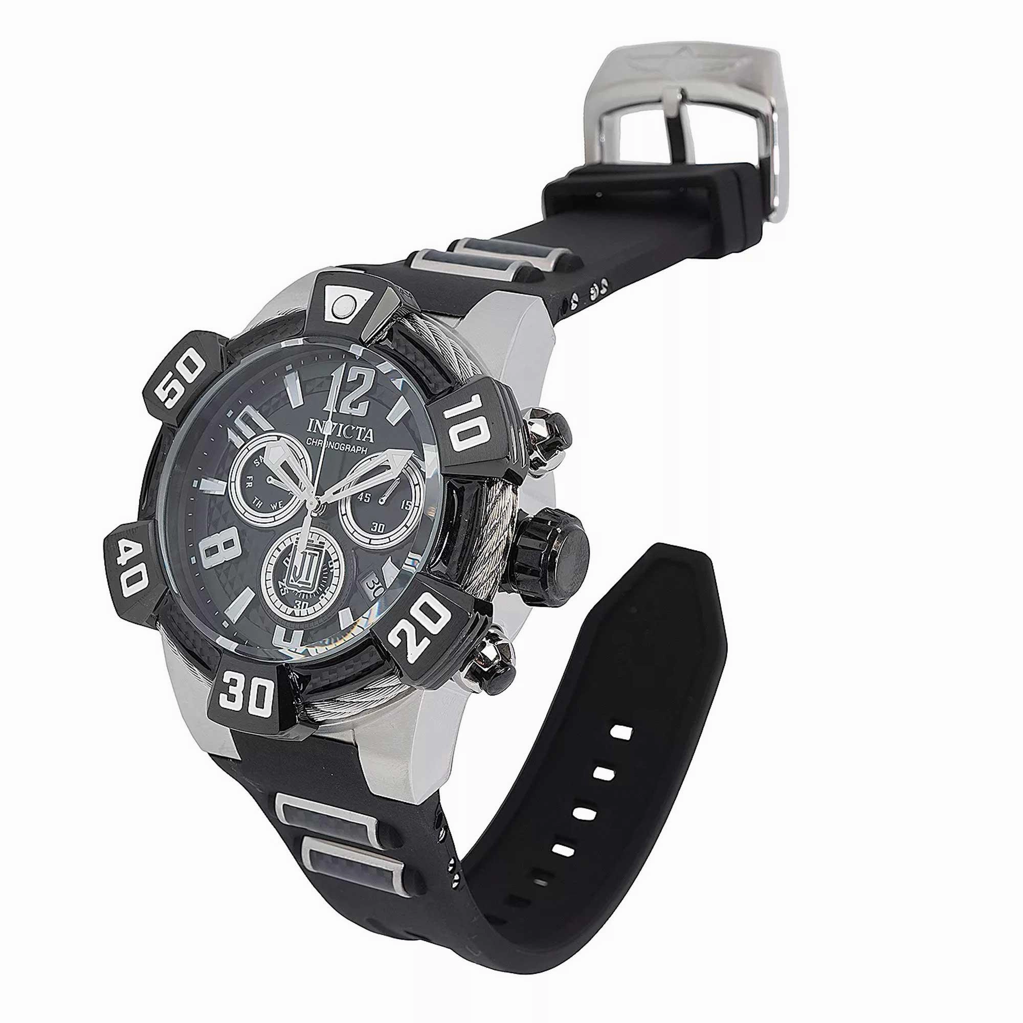 Invicta Men's Chronograph Watch - Jason Taylor Quartz Black Dial Rubber Strap | 40441
