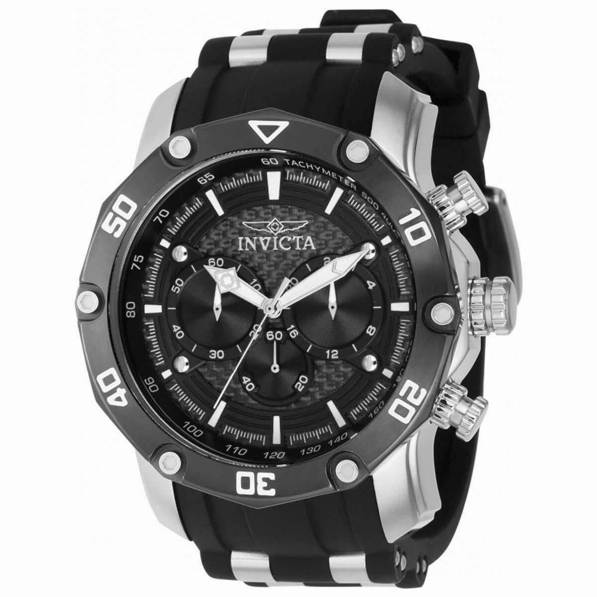 Invicta Men's Chronograph Watch - Pro Diver Black and Grey Dial Strap | 37716