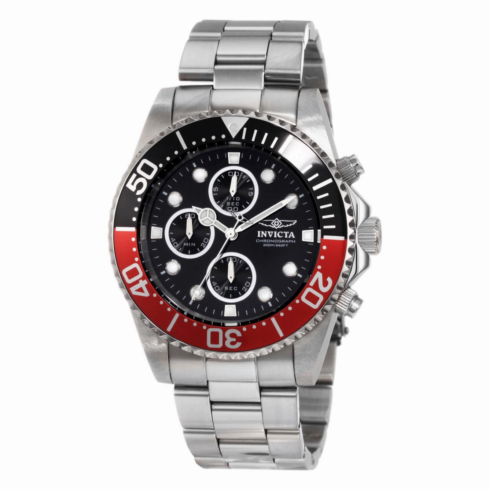 Invicta Men's Chronograph Watch - Pro Diver Black Dial Quartz Steel Bracelet | 1770