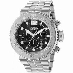 Invicta Men's Chronograph Watch - Pro Diver Black Dial Silver Steel Bracelet | 37220
