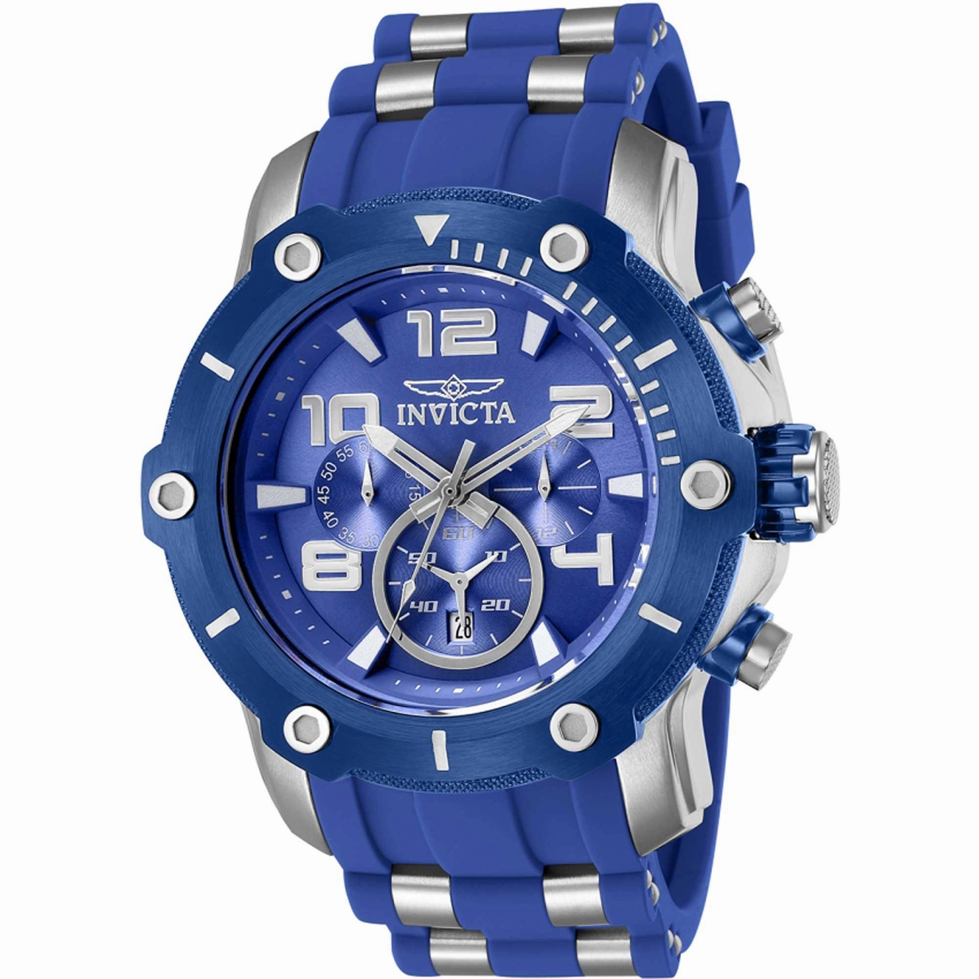 Invicta Men's Chronograph Watch - Pro Diver Blue Dial Steel and Rubber Strap | 40817