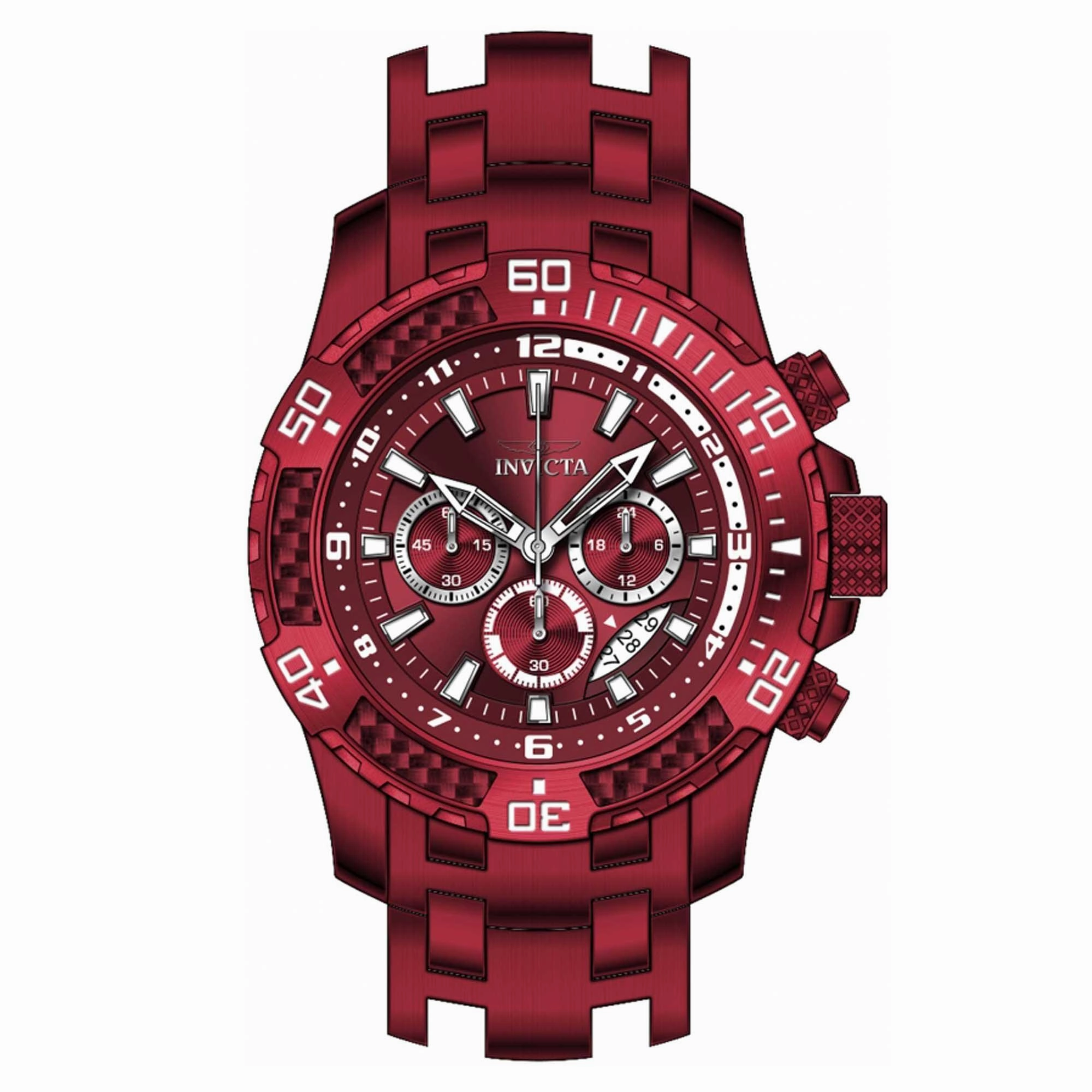Invicta Men's Chronograph Watch - Pro Diver Burgundy Dial Steel Bracelet | 40902