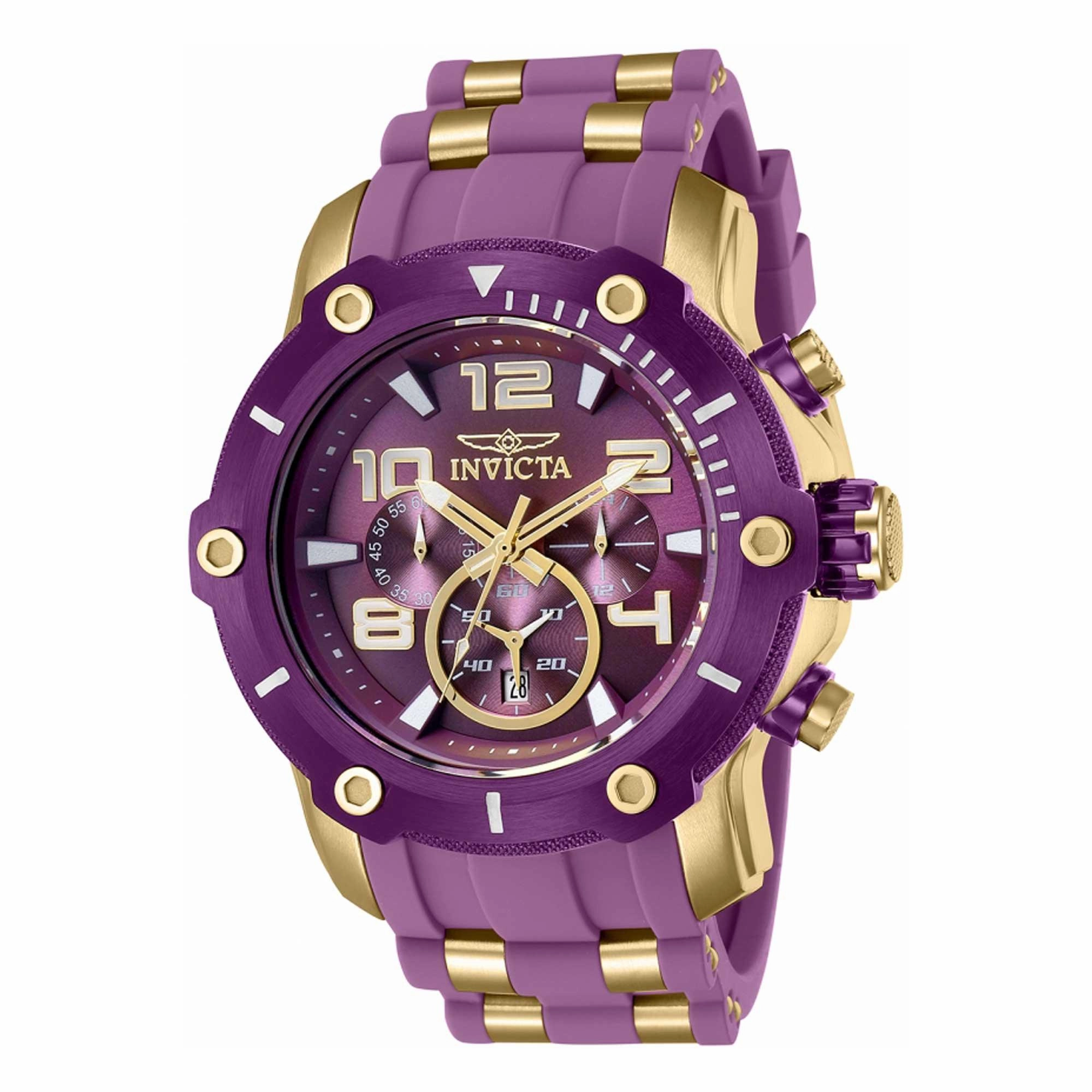 Invicta Men's Chronograph Watch - Pro Diver Quartz Purple Dial Two Tone Strap | 40805