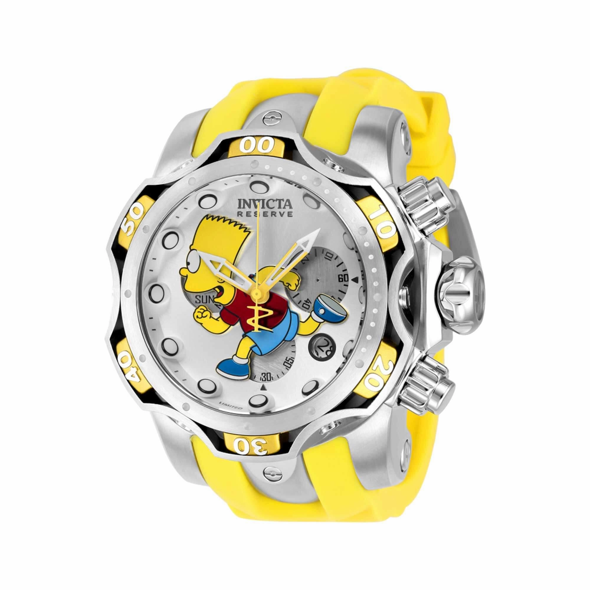 Invicta Men's Chronograph Watch - Reserve Simpsons Yellow Silicone Strap | 39018