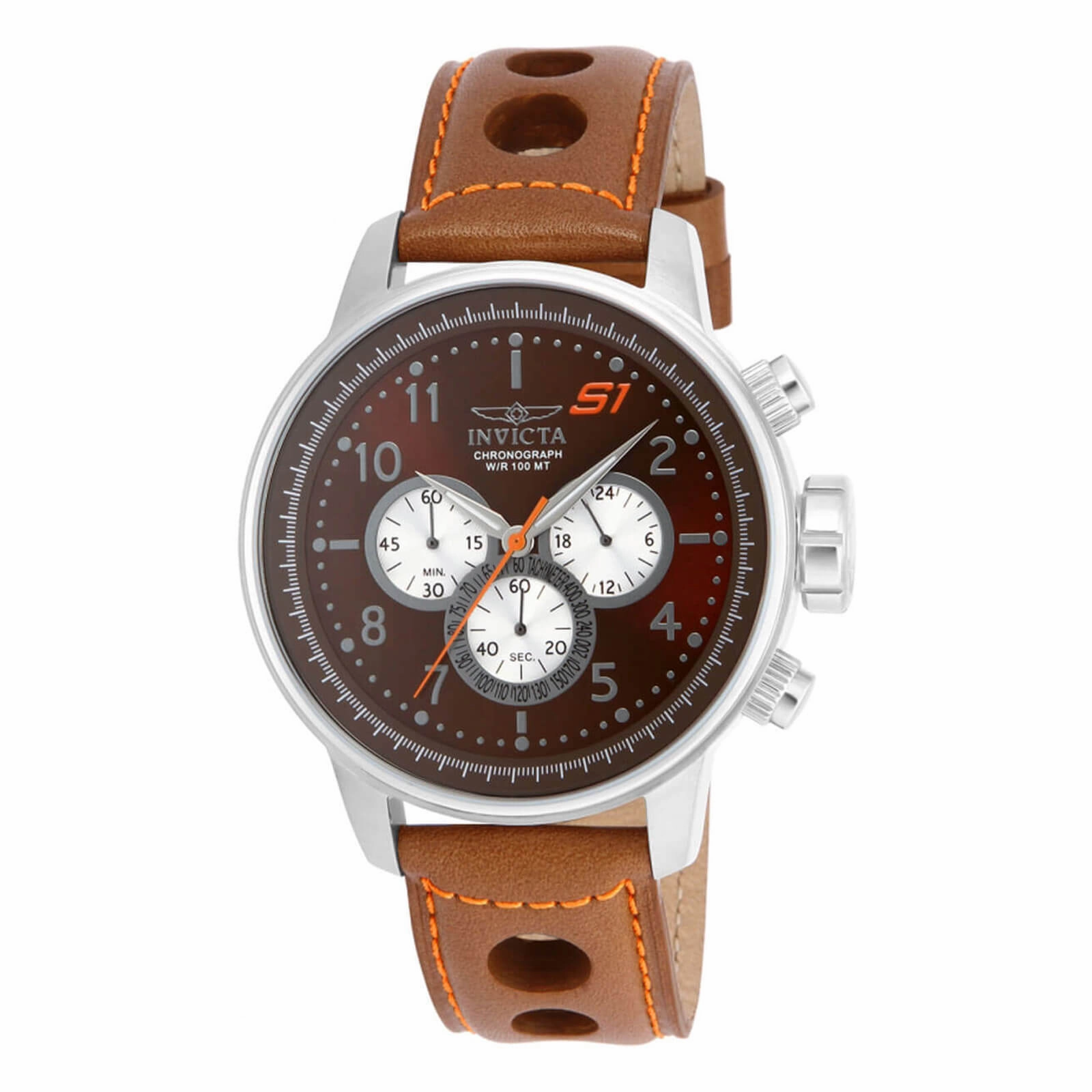 Invicta Men's Chronograph Watch - S1 Rally Brown Dial Leather Strap | 16015