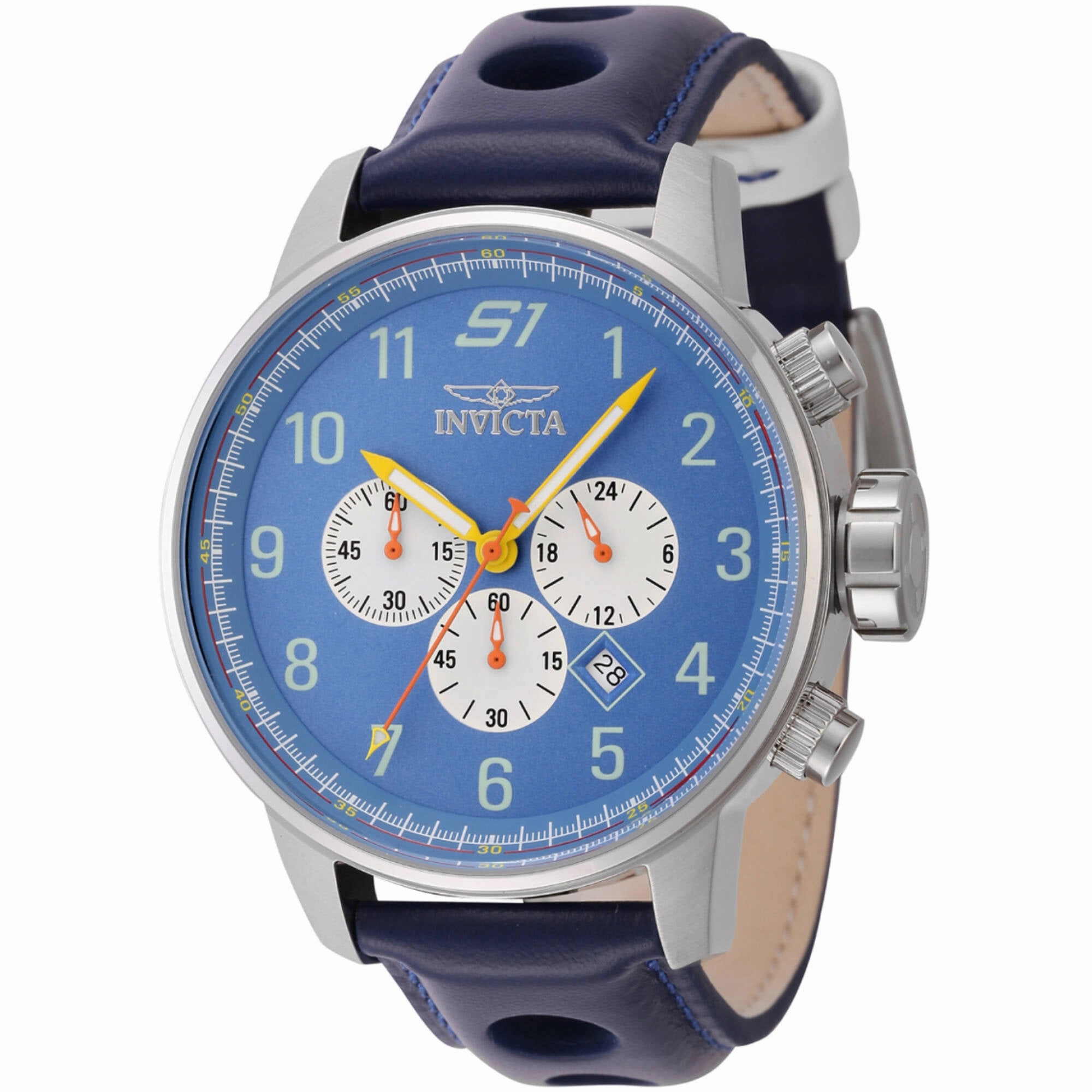 Invicta Men's Chronograph Watch - S1 Rally Light Blue and White Dial Strap | 44953