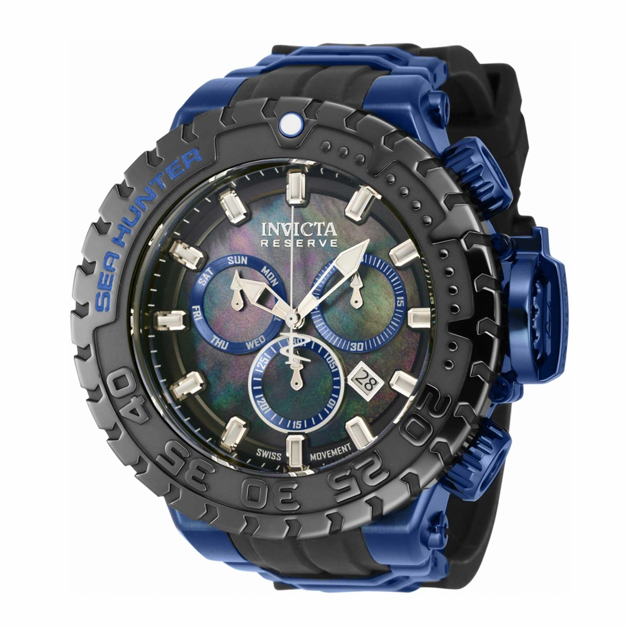Invicta Men's Chronograph Watch - Sea Hunter Dark Blue Steel and Black Strap | 41012