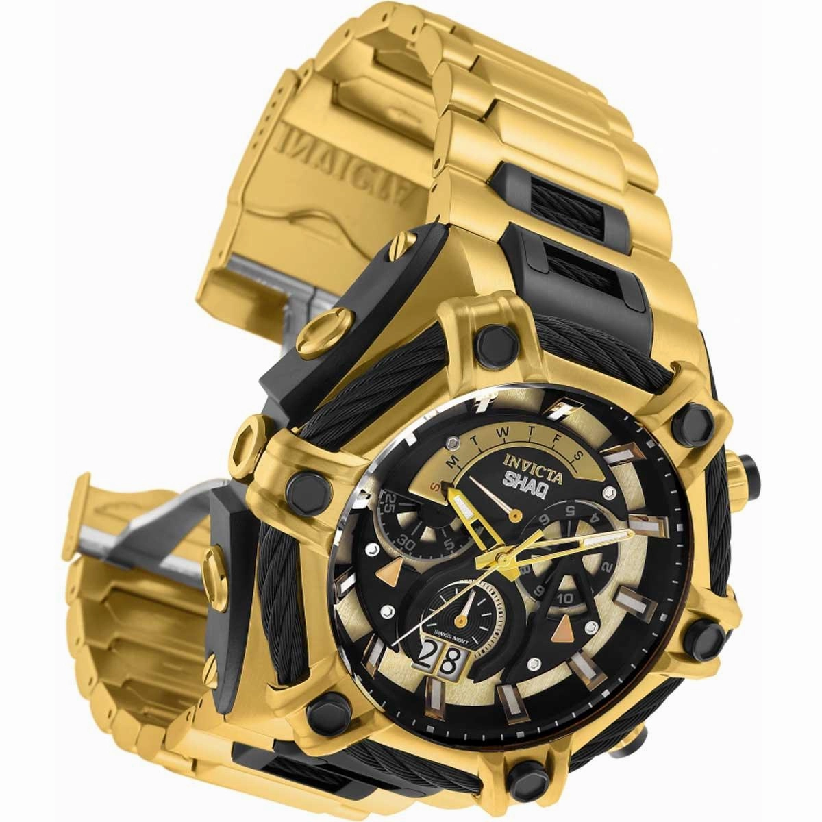 Invicta Men's Chronograph Watch - Shaq Quartz Black and Yellow Gold Bracelet | 33681