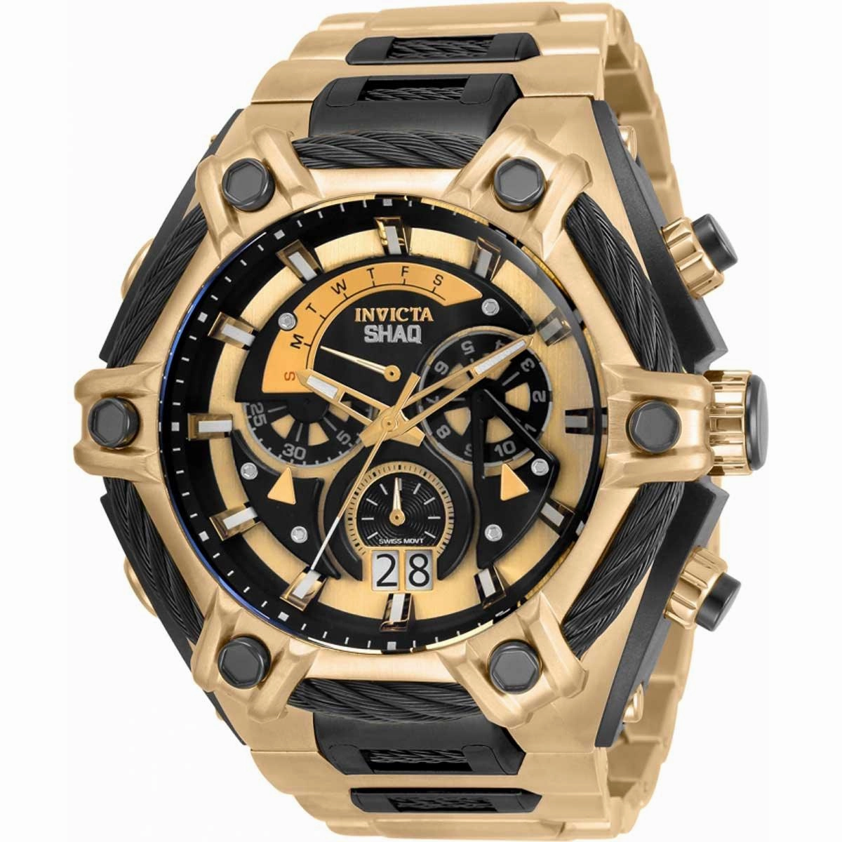Invicta Men's Chronograph Watch - Shaq Quartz Black and Yellow Gold Bracelet | 33681