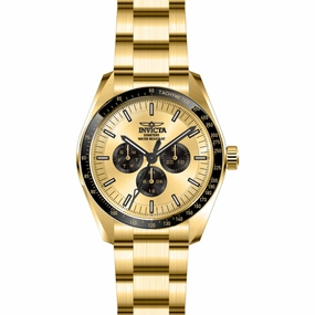 Invicta Men's Chronograph Watch - Specialty Gold Tone and Black Dial Bracelet | 45965