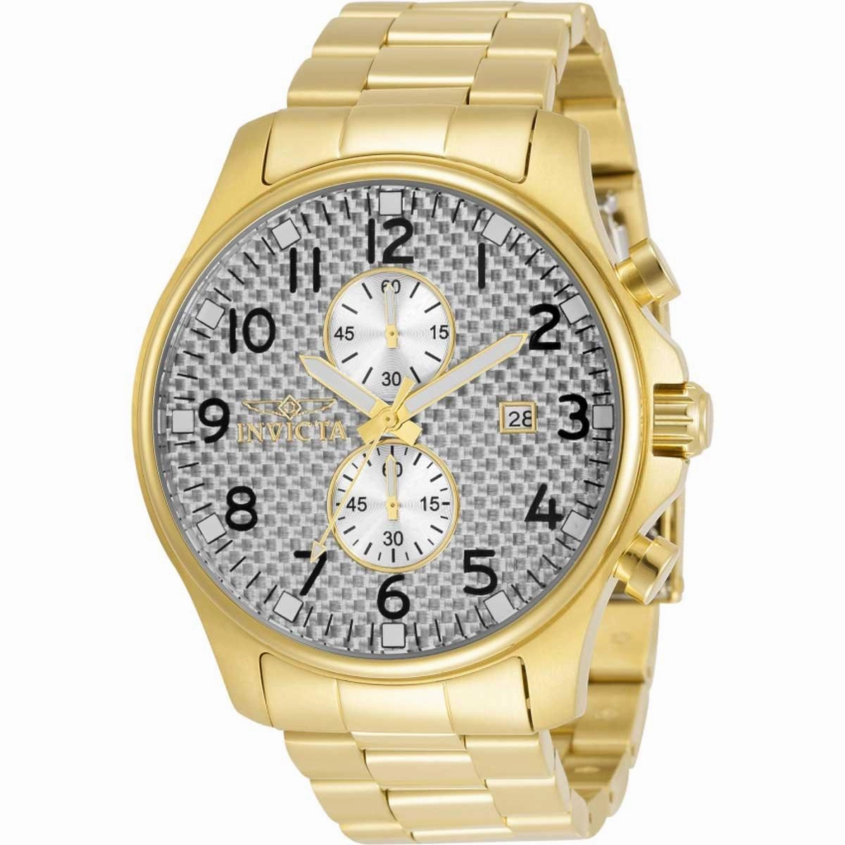 Invicta Men's Chronograph Watch - Specialty Silver Carbon Fiber Dial Bracelet | 34032