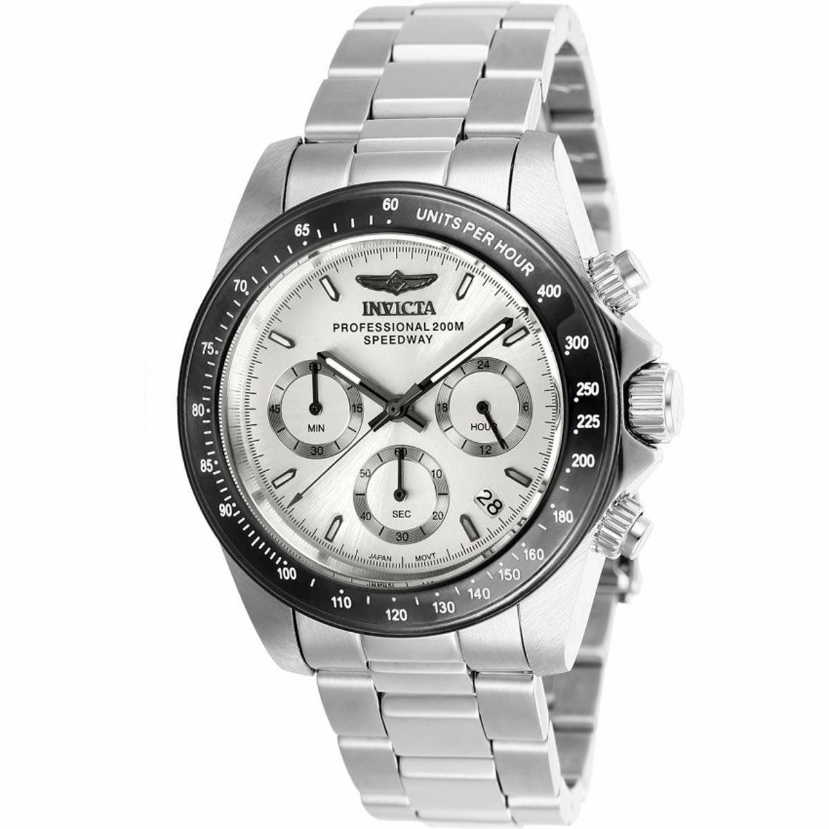 Invicta Men's Chronograph Watch - Speedway Black Bezel Silver Tone Dial | 26111