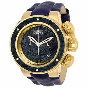 Invicta Men's Chronograph Watch - Subaqua Blue and Gold Dial Leather Strap | 28244