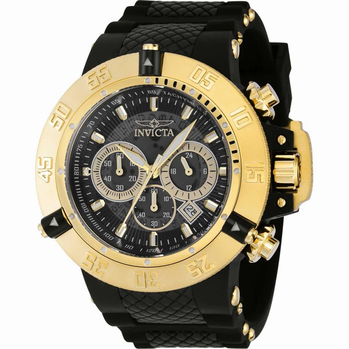 Invicta Men's Chronograph Watch - Subaqua Noma III Black and Gold Dial Strap | 38998