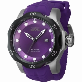Invicta Men's Dive Watch - Venom Rotating Bezel Purple Dial Silicone Strap | 45494