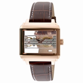 Invicta Men's Mechanical Watch - Objet D Art Skeleton Dial Leather Strap | 32172
