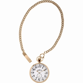 Invicta Men's Pocket Watch - Vintage White Dial Rose Stainless Steel Chain | 34574