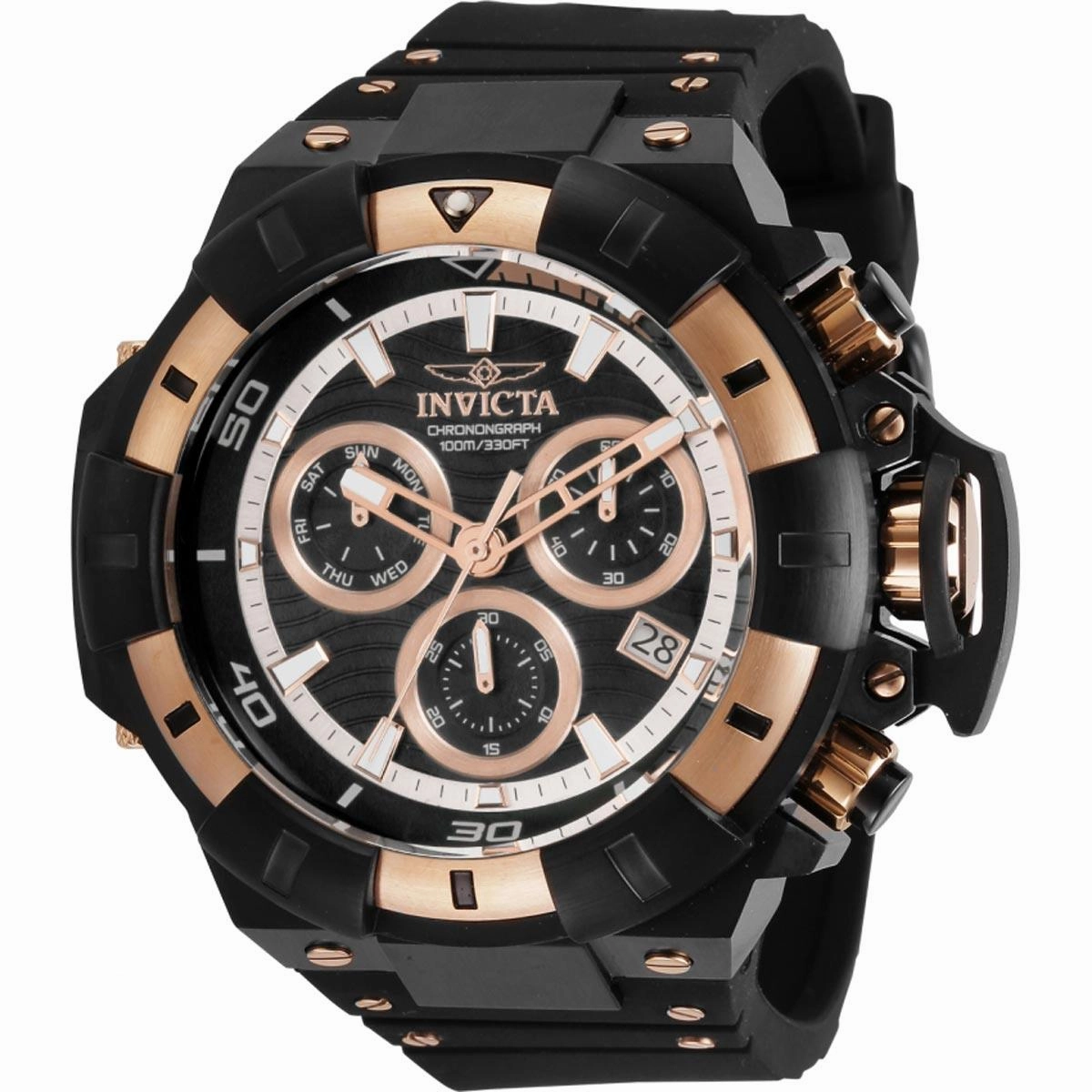 Invicta Men's Quartz Chronograph Watch - Akula Black and RG Dial Strap | 31896