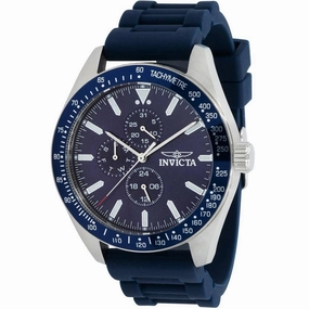 Invicta Men's Quartz Watch - Aviator Date Blue Dial Silicone Rubber Strap | 38401