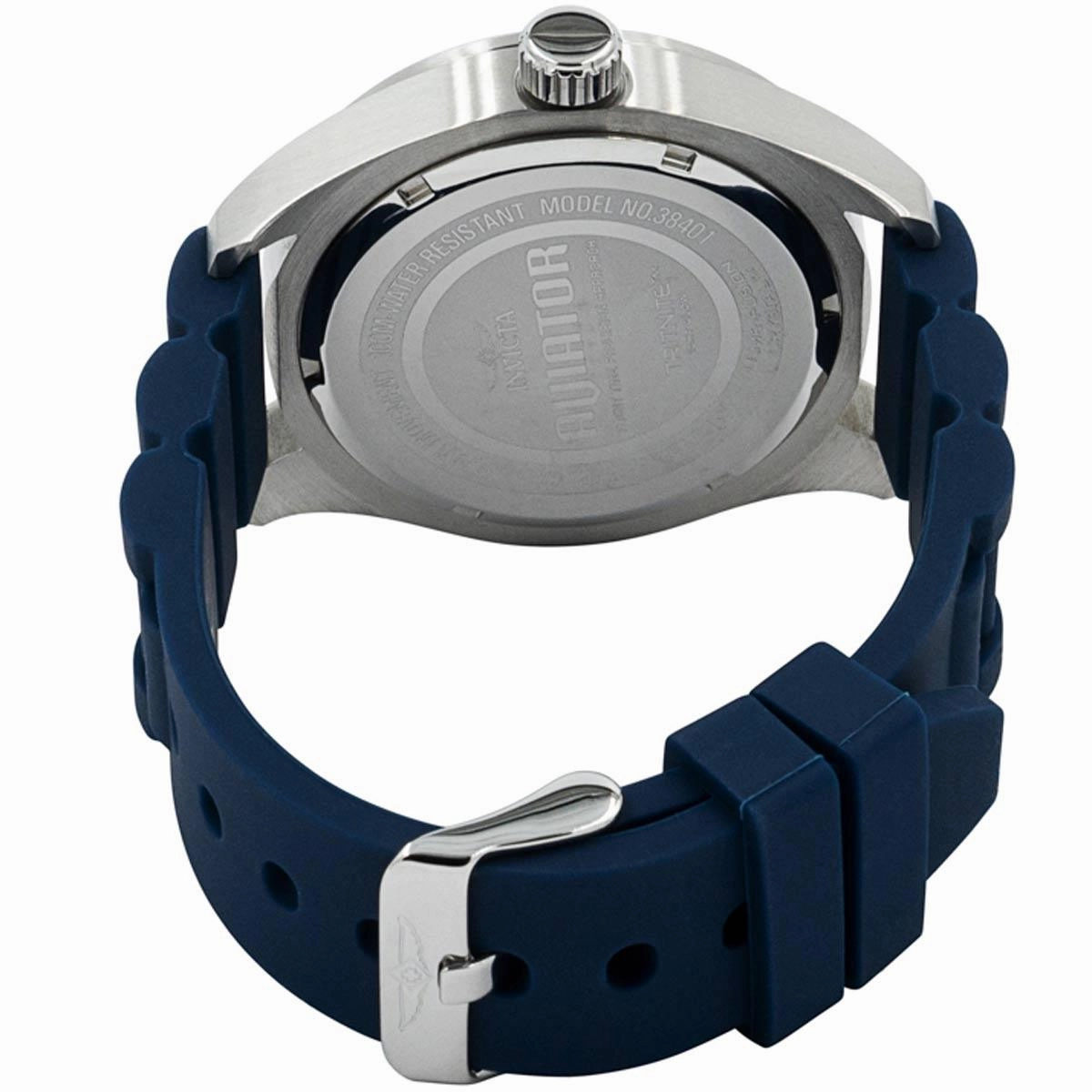 Invicta Men's Quartz Watch - Aviator Date Blue Dial Silicone Rubber Strap | 38401