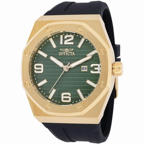 Invicta Men's Quartz Watch - Huracan Green Dial Black Silicone Strap | 45777