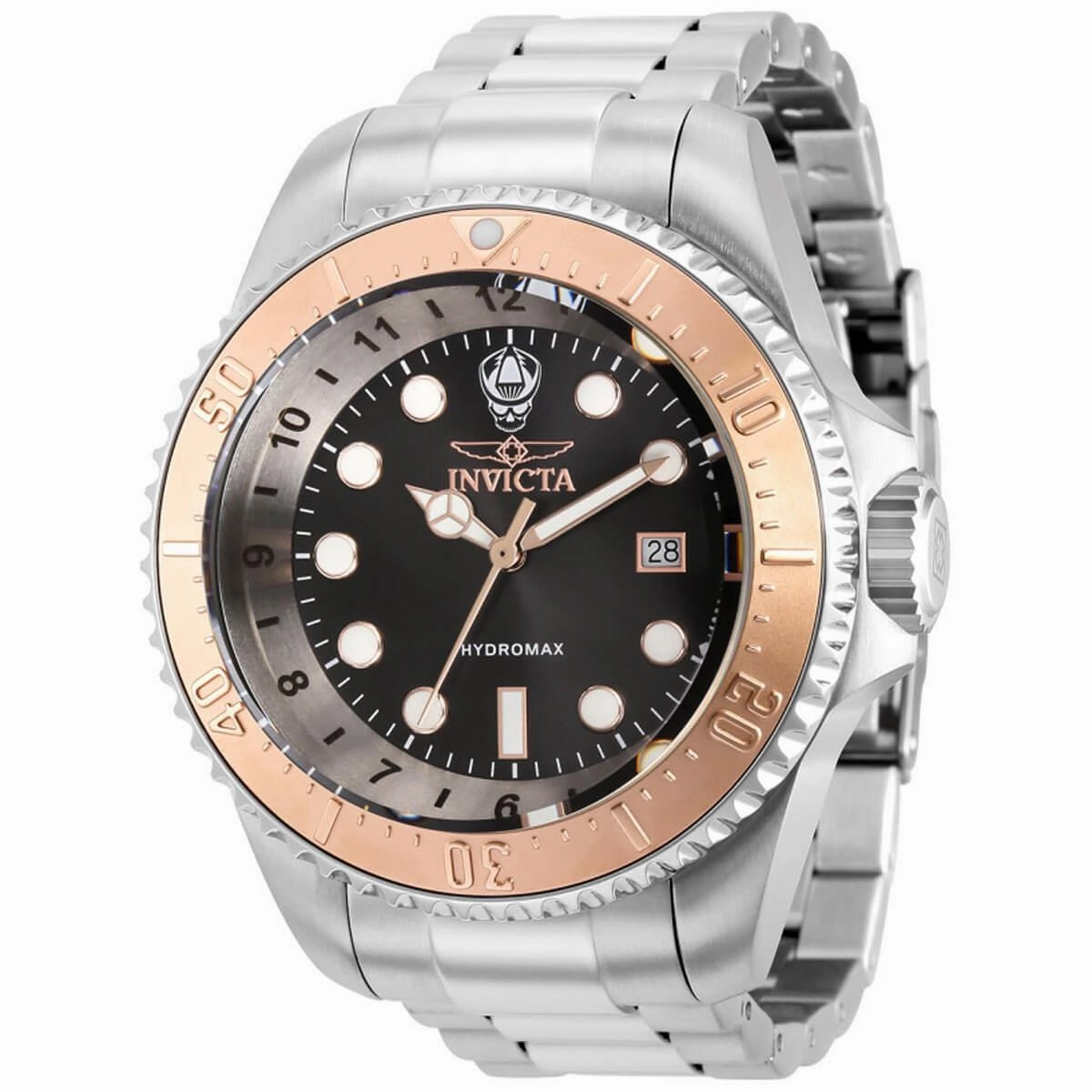 Invicta Men's Quartz Watch - Hydromax Silver Tone and Rose Gold Bezel Bracelet | 38017