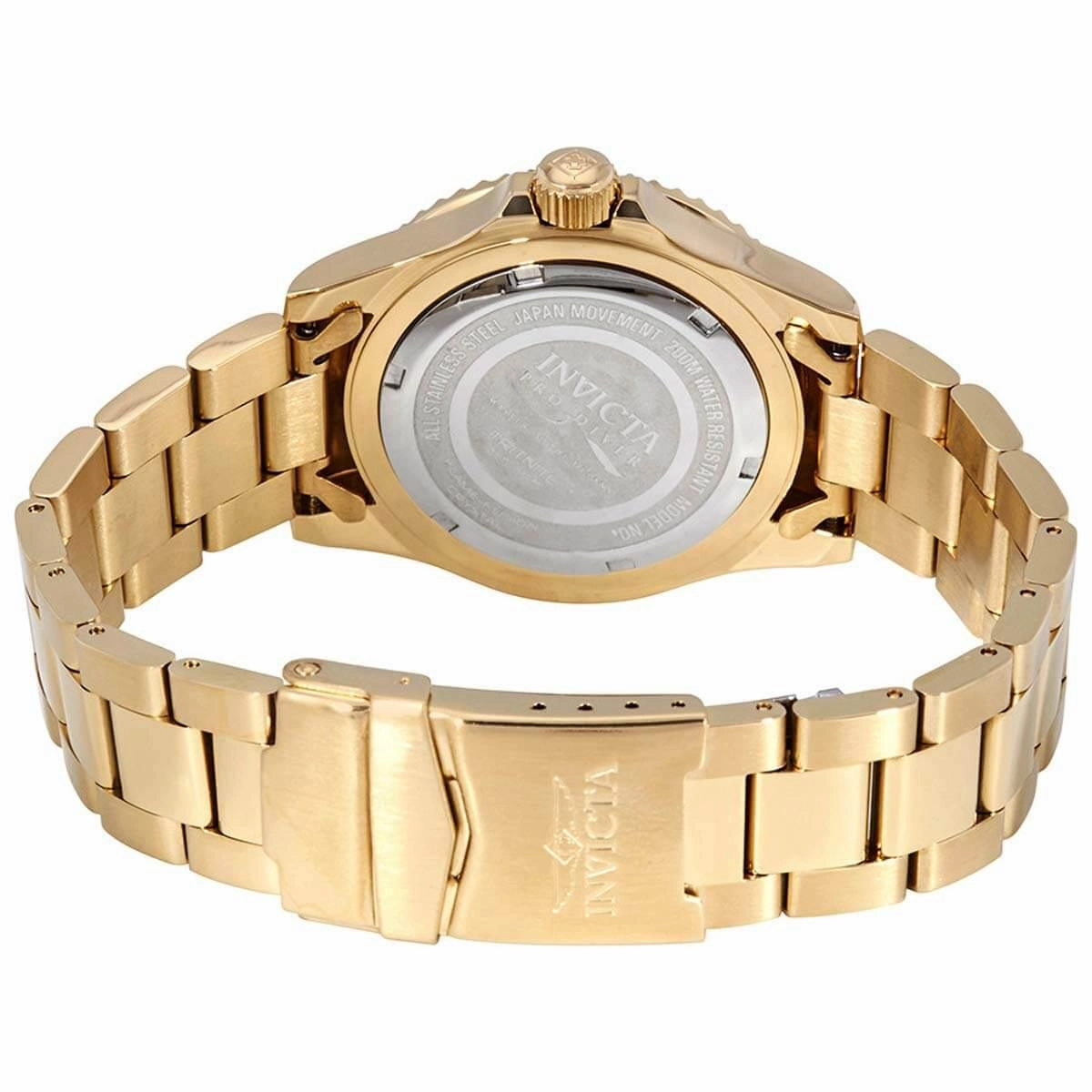 Invicta Men's Quartz Watch - Pro Diver Black Dial Yellow Gold Bracelet | 26975