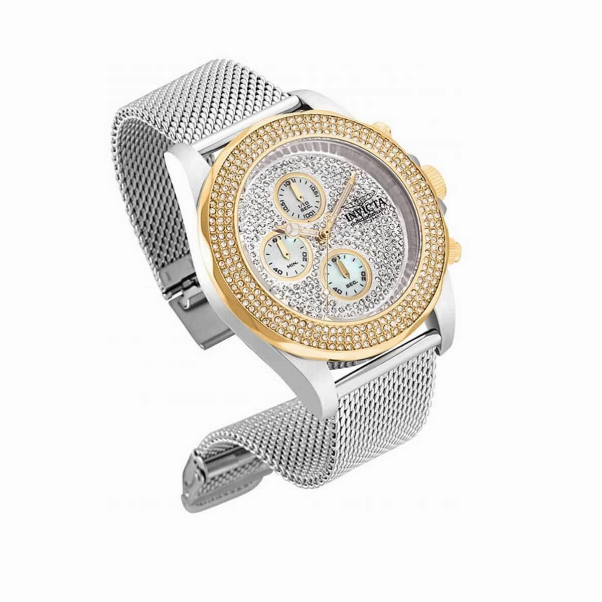 Invicta Men's Quartz Watch - Pro Diver Chronograph Two Tone Case Mesh Bracelet | 31568
