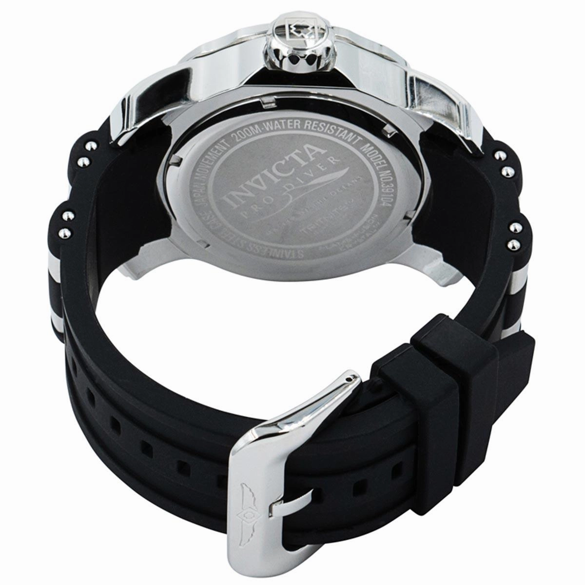 Invicta Men's Quartz Watch - Pro Diver Date Black Dial Steel and Rubber Strap | 39104