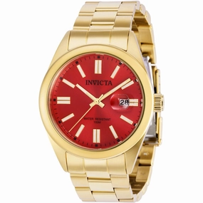 Invicta Men's Quartz Watch - Pro Diver Date Red Dial Yellow Gold Bracelet | 38465