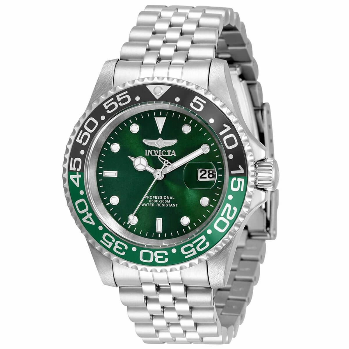 Invicta Men's Quartz Watch - Pro Diver Green Dial Stainless Steel Bracelet | 34105