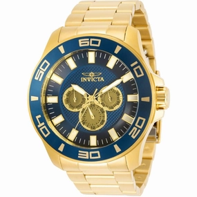 Invicta Men's Quartz Watch - Pro Diver Quartz Blue Dial Yellow Gold Bracelet | 30785
