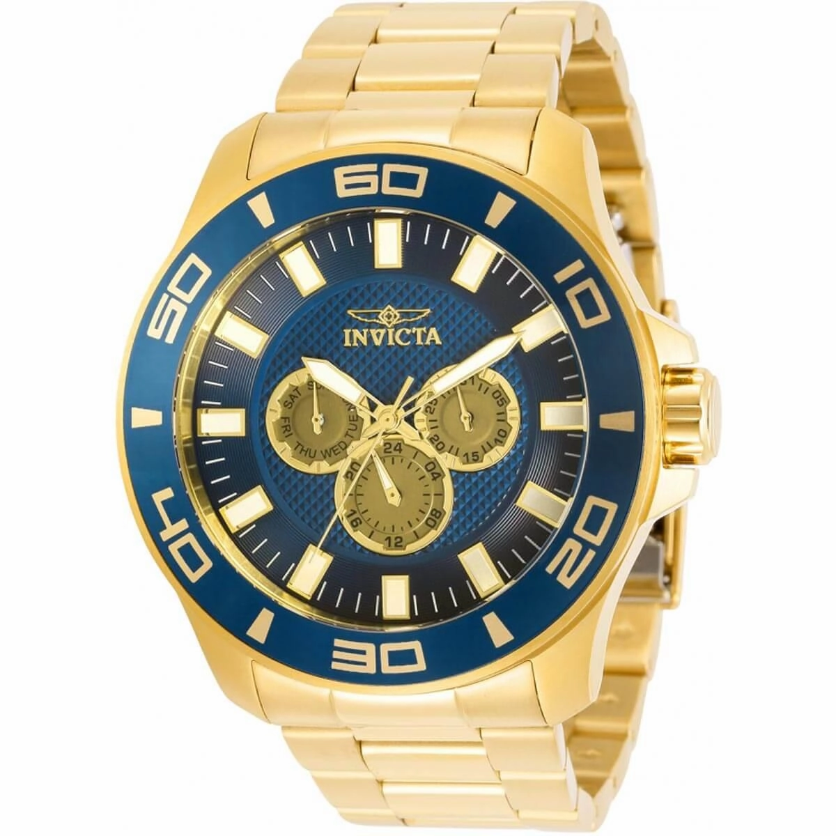 Invicta Men's Quartz Watch - Pro Diver Quartz Blue Dial Yellow Gold Bracelet | 30785