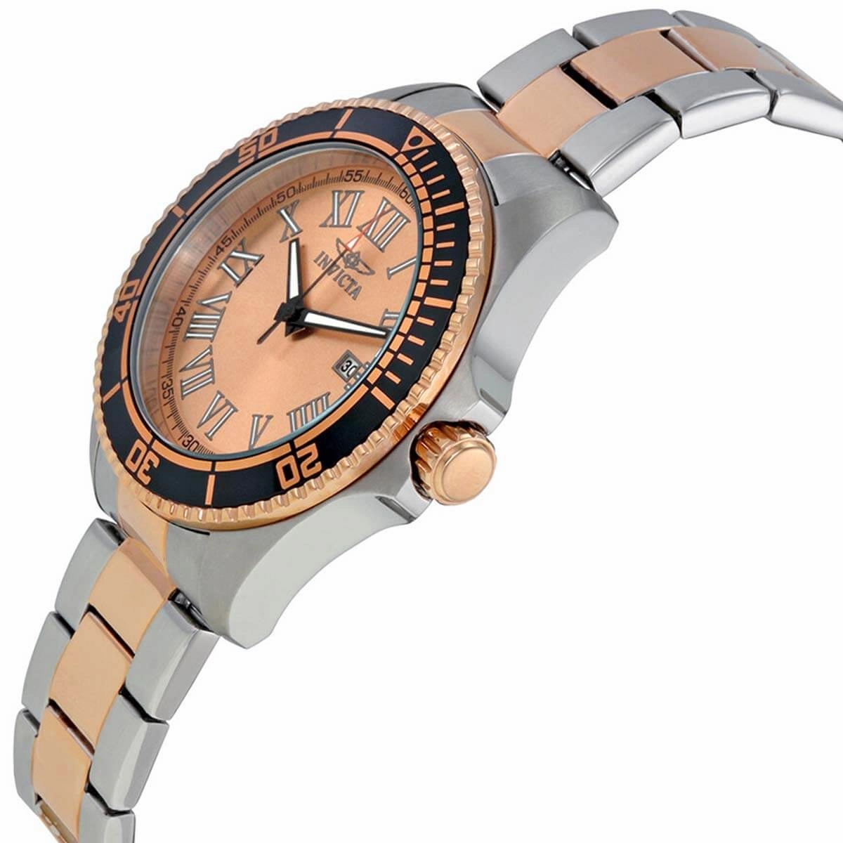 Invicta Men's Quartz Watch - Pro Diver Rose Gold Tone Dial Two Tone Bracelet | 15001